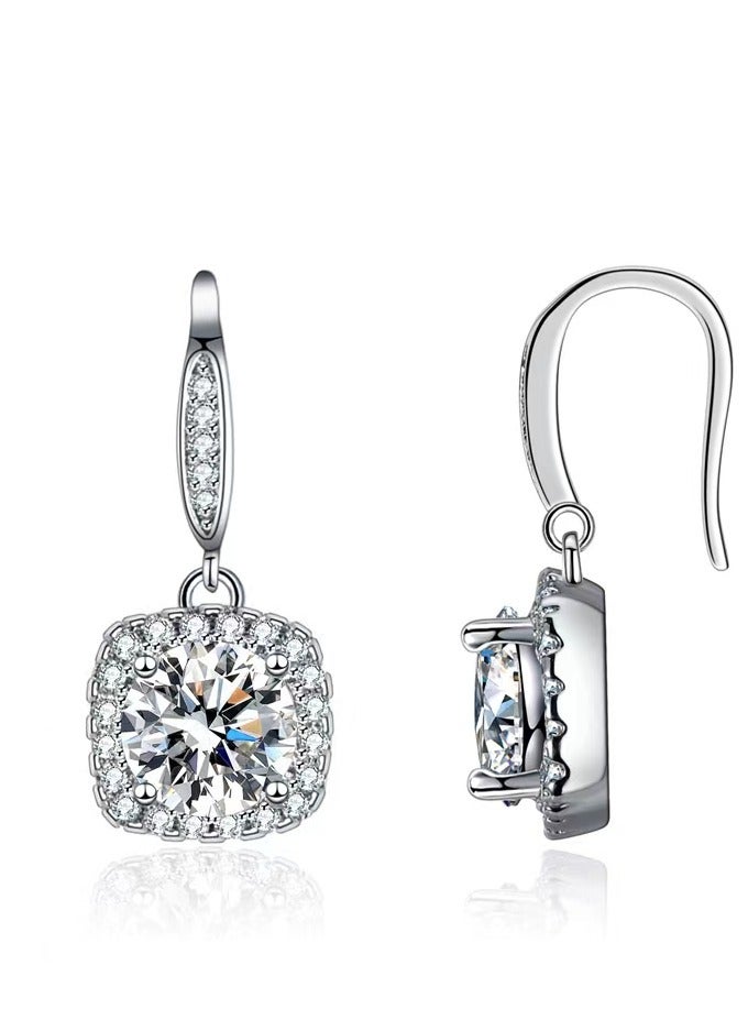 أقراط مويسانايت مطعمة بزركونيا مستديرة من الفضة الإسترليني925,هدية رأس السنة للنساء - Image 2