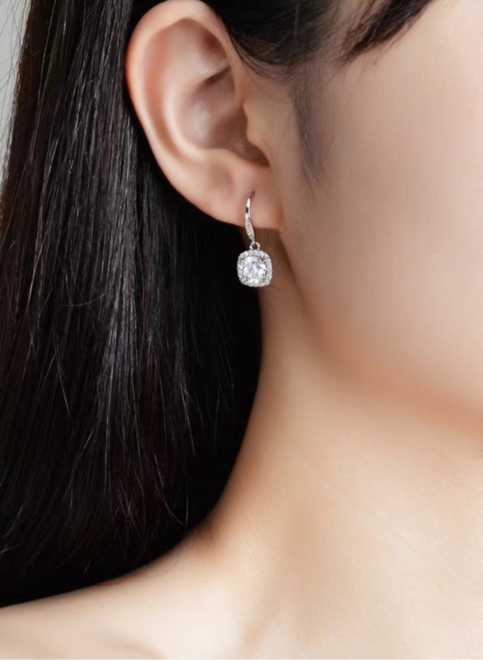 أقراط مويسانايت مطعمة بزركونيا مستديرة من الفضة الإسترليني925,هدية رأس السنة للنساء - Image 3