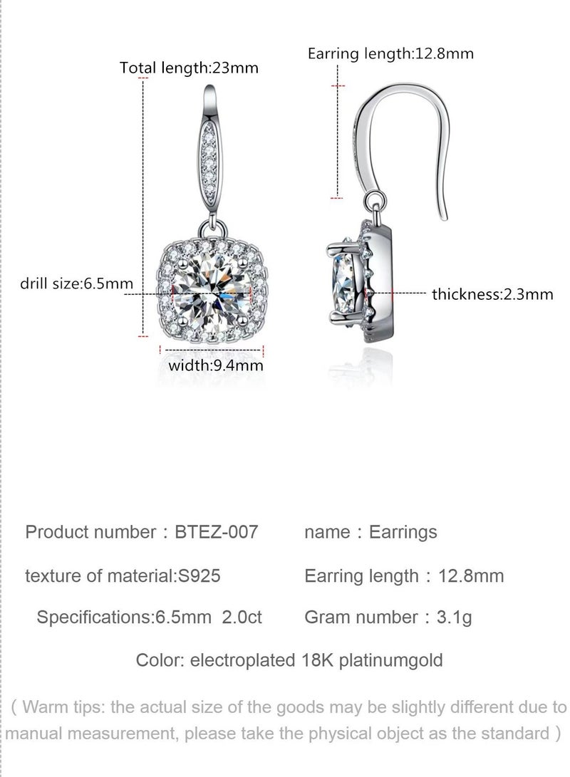 أقراط مويسانايت مطعمة بزركونيا مستديرة من الفضة الإسترليني925,هدية رأس السنة للنساء - Image 4