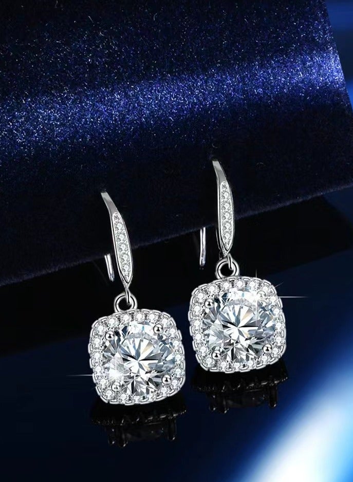 أقراط مويسانايت مطعمة بزركونيا مستديرة من الفضة الإسترليني925,هدية رأس السنة للنساء - Image 5