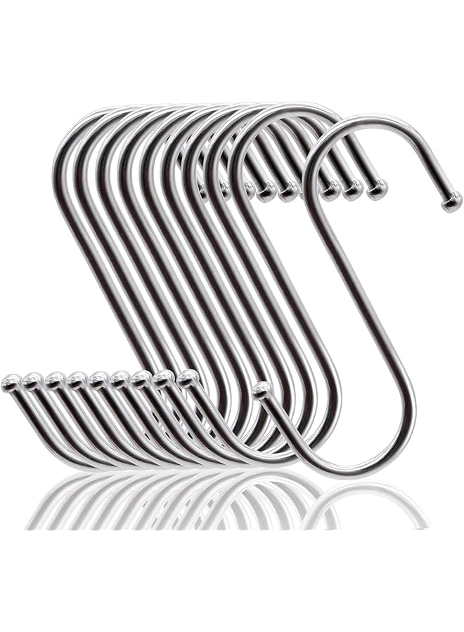 PROMASS promass 20PCS S-Shaped Hooks, Premium Stainless Steel Metal Hanging Hooks Multi Function, Heavy-Duty Hangers for Kitchen Office Bathroom Bedroom (Silver, Medium)  - Image 1