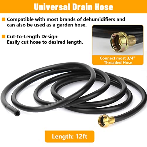 ALOCS 12FT Dehumidifier Drain Hose with 3/4 Inch FHT Connector, 18FFDHMH01 Dehumidifier Hose Compatible with Most Dehumidifier Brands, Corrosion-Resistant Brass Fittings for a Secure, Leak-Proof Connection - Image 2