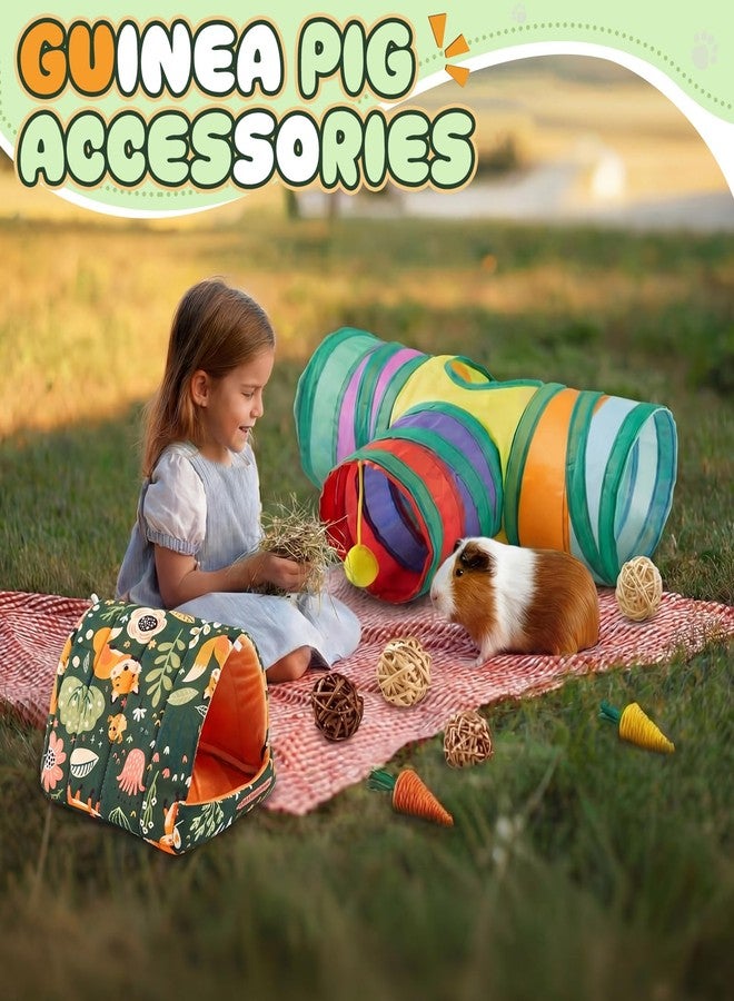 Sonwyoung 12 Pcs Guinea Pig Starter Kit, Guinea Pig Hideout Toy Set with Tunnel and House, Chew Toy Bowl Water Feeder Cage Accessories for Hamster Hedgehog Chinchilla Small Animal(Stylish Style,Green) - Image 5