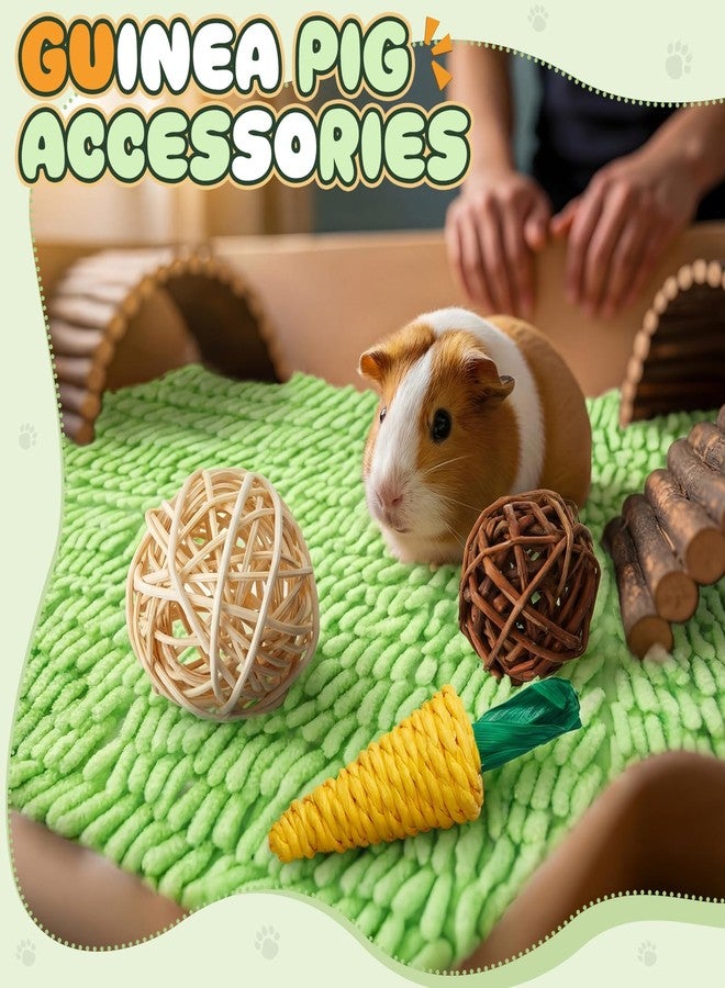 Sonwyoung 12 Pcs Guinea Pig Starter Kit, Guinea Pig Hideout Toy Set with Tunnel and House, Chew Toy Bowl Water Feeder Cage Accessories for Hamster Hedgehog Chinchilla Small Animal(Stylish Style,Green) - Image 4