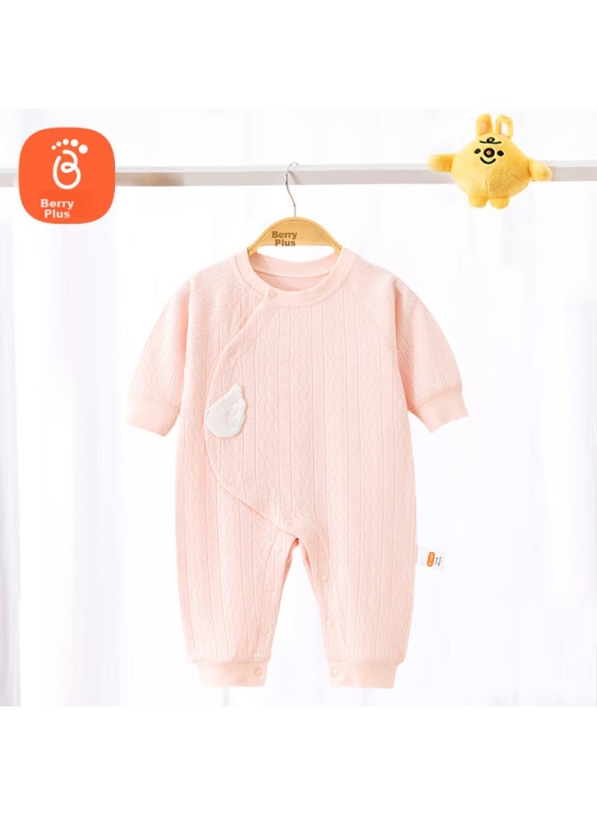 Babyprints Babyprints Baby Romper, Unisex, Pure Cotton, Class A, Long-sleeve, All-season Onesie, Soft Home Wear, Pink, Size 73  - Image 1