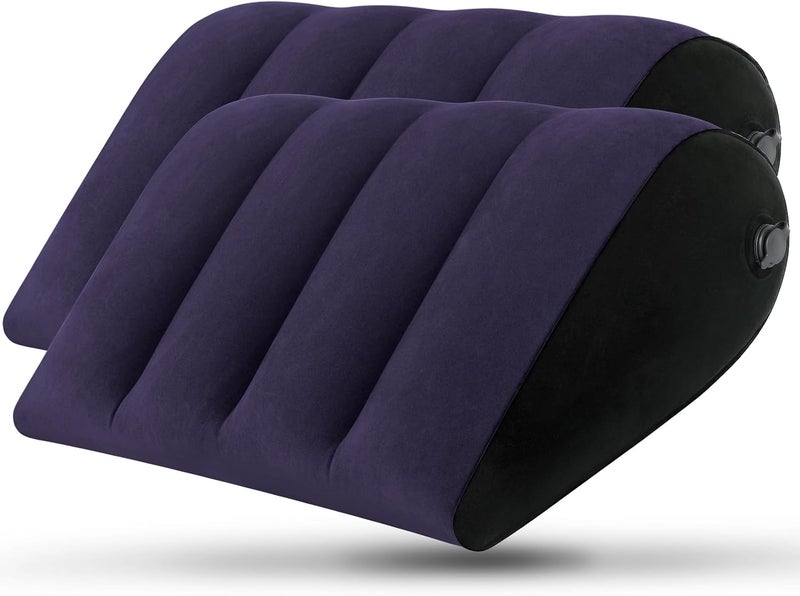 JCDOBEST Portable Inflatable Wedge Pillow 2 Pack, Body Positioner for Sleep Support, Adjustable Travel Pillow - Lightweight Bed/Leg Support Pillow, Fast Inflation，for Home Outdoor Travel Blue - Image 1