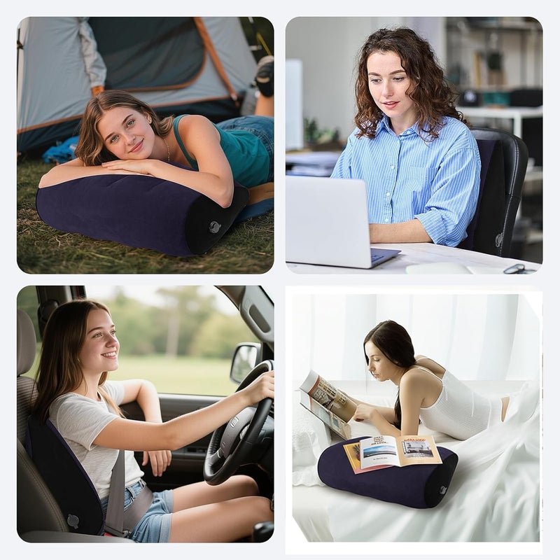 JCDOBEST Portable Inflatable Wedge Pillow 2 Pack, Body Positioner for Sleep Support, Adjustable Travel Pillow - Lightweight Bed/Leg Support Pillow, Fast Inflation，for Home Outdoor Travel Blue - Image 4