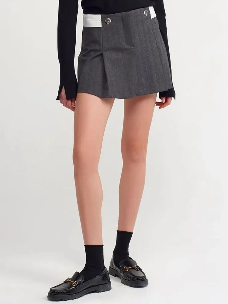 Dilvin DILVIN High-Waist Pleated Mini Skirt With Belt
