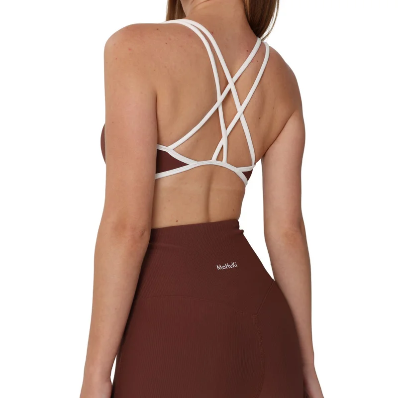 Mohuki Brown Mohuki Olivia Ribbed Yoga Bra - Brown for Women | Best Price UAE