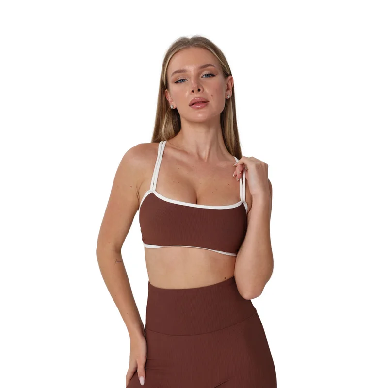 Mohuki Brown Mohuki Olivia Ribbed Yoga Bra - Brown for Women | Best Price UAE