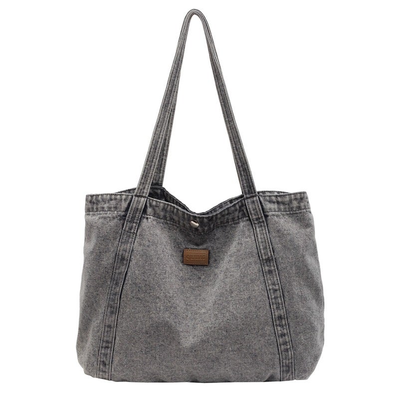Denim Shoulder Bag Large Capacity Tote Bag Shopping Bag Niche Literary Casual Handbag - Image 1