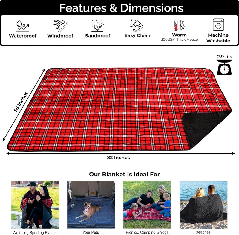 BRAWNTIDE Large Outdoor Waterproof Blanket - Extra Thick Fleece, Warm, Windproof, Sandproof, Quilted, 82" x 55", Ideal for Beaches, Picnics, Camping, Stadiums, Dogs, Car - Image 2