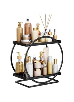HOOKOR 2 Tier Perfume Organizer, Bathroom Organizer Countertop, Dresser Makeup Vanity Skincare Storage Tray Shelf Rack Senior Room Decor Aesthetic Display Accessories (Black)  - Image 1