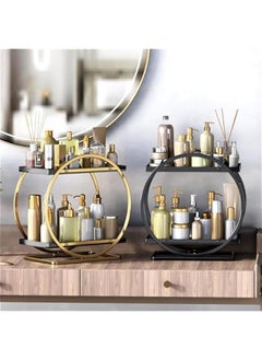 HOOKOR 2 Tier Perfume Organizer, Bathroom Organizer Countertop, Dresser Makeup Vanity Skincare Storage Tray Shelf Rack Senior Room Decor Aesthetic Display Accessories (Black)  - Image 2