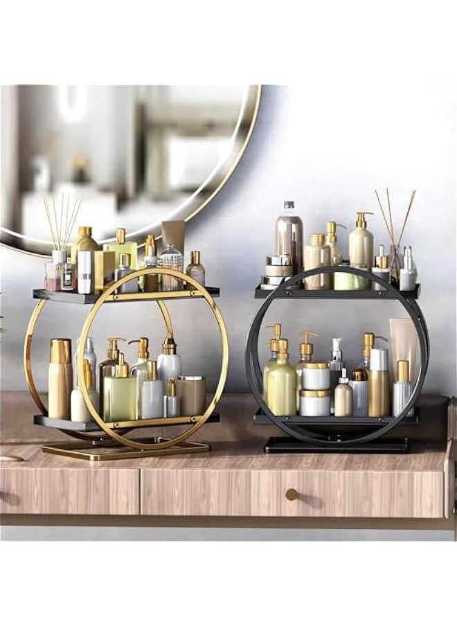 HOOKOR 2 Tier Perfume Organizer, Bathroom Organizer Countertop, Dresser Makeup Vanity Skincare Storage Tray Shelf Rack Senior Room Decor Aesthetic Display Accessories (Black)  - Image 2
