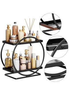 HOOKOR 2 Tier Perfume Organizer, Bathroom Organizer Countertop, Dresser Makeup Vanity Skincare Storage Tray Shelf Rack Senior Room Decor Aesthetic Display Accessories (Black)  - Image 4