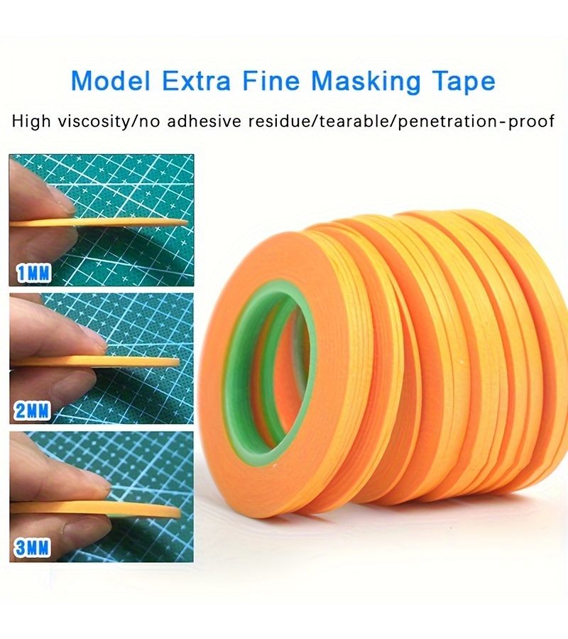 3 Rolls High Adhesion Masking Tape 1mm 2mm 3mm Hand Tearable Textured Paper - Image 5