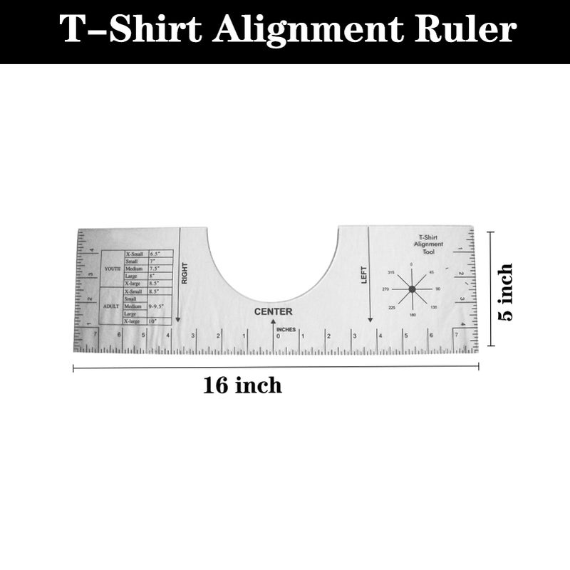 T-Shirt Alignment Ruler Craft Ruler Acrylic T-Shirt Measuring Tool Transparent for Making Fashion Center Design 16*5in - Image 5