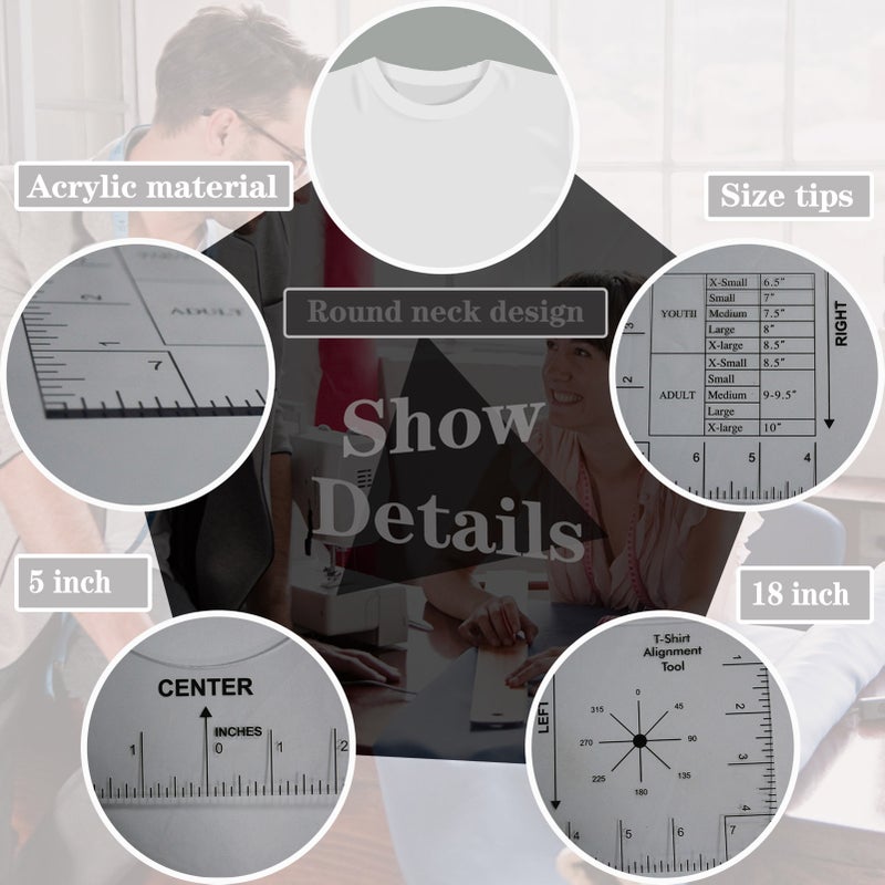 T-Shirt Alignment Ruler Craft Ruler Acrylic T-Shirt Measuring Tool Transparent for Making Fashion Center Design 16*5in - Image 4