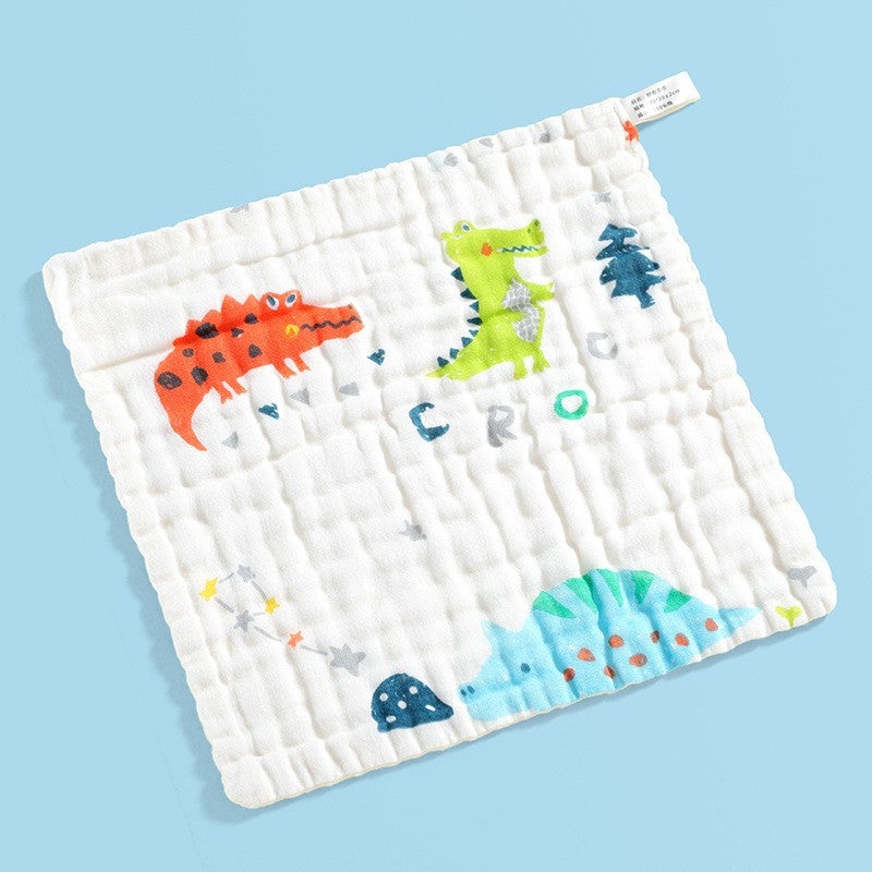 Six-Layer Pure Cotton Baby Washcloths Soft High-Density Small dinosaur] 