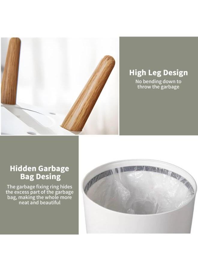 Generic - Bedroom Small Trash Can with Lid, Plastic Bathroom Garbage Can with Push Button, Nordic Trash Cans, White Trash Bin Waste Basket Suitable for Kitchen,Office,Dog Proof Trash can (1.8 Gal Round) - Image 1