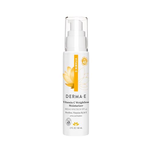 derma-e Derma E Vitamin C Weightless Moisturizer SPF 45  Skin Brightening Face Cream with Mineral UVAUVB Sunscreen  Hydrating Facial Moisturizer for Lines Wrinkles and Uneven Tone 2 Fl Oz