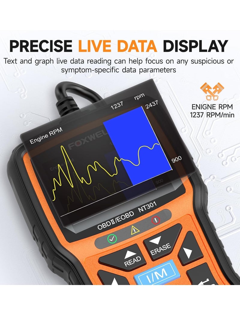 Foxwell NT301 OBD2 Scanner Professional Mechanic OBDII Diagnostic Code Reader Tool for Check Engine Light - Image 5