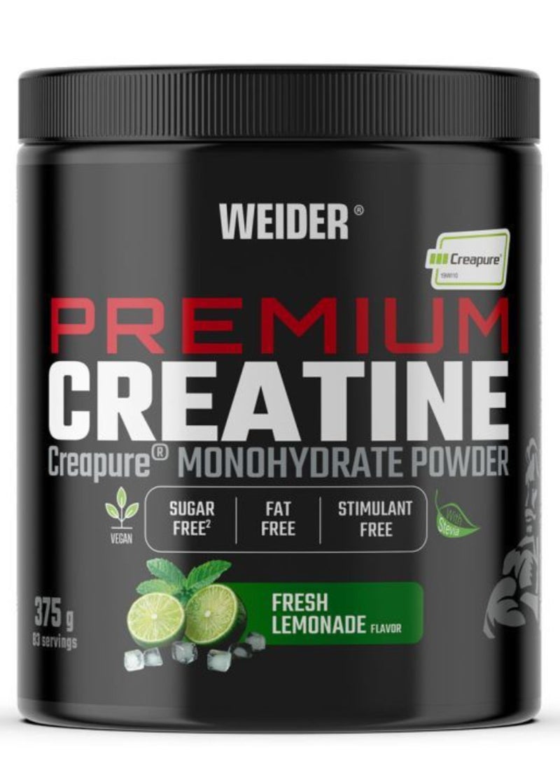 Weider Premium Creatine Creapure® 375 g – 100% Creatine Monohydrate, High-Potency Strength & Performance Formula - Fresh Lemonade Flavour