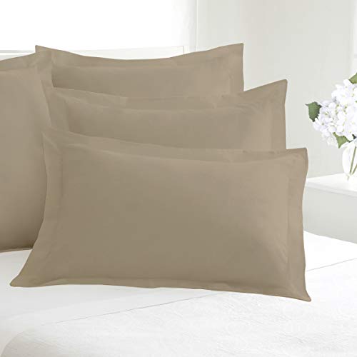 FRESH IDEAS Poplin Tailored Pillow Sham, Euro, 26x26 inches, Mocha - Image 2