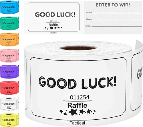 Tacticai 250 Raffle Tickets, White (1 of 8 Colors), Raffle Cards, Entry Form with Name, Phone & Email for Events, Fundraiser & Prizes - Image 1