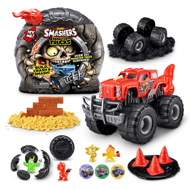 ZURU SMASHERS Smashers Monster Wheels RED Flame Mystery Pack Over 25 Monster Trucks Surprises - Image 3