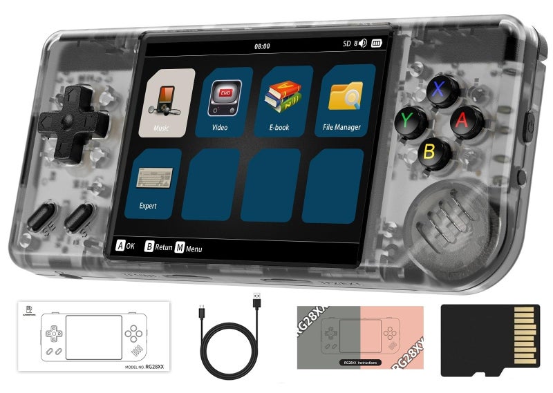 Voacle RG28XX Retro Handheld Game with Linux System 283 Inch IPS Screen Builtin 64G TF Card 5516 Games Support Multimedia Application and TV OutputTransparent Black - Image 3