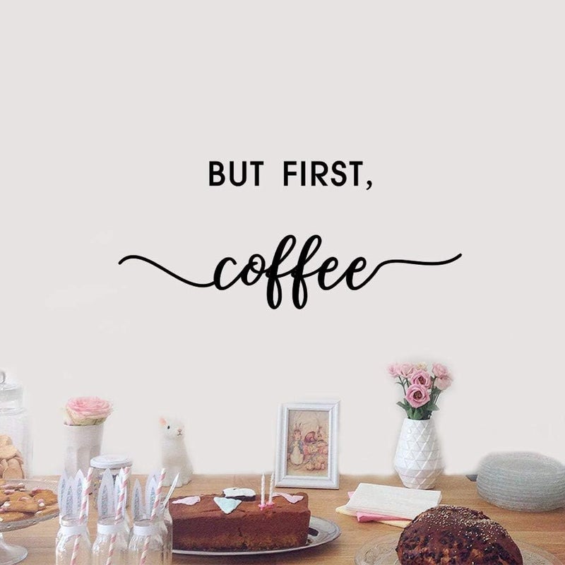 IARTTOP But First Coffee Quote Wall Decal, Inspirational Life Wall Sticker for Coffee Shop Decoration, Kitchen Home Wall Art, Black - Image 1