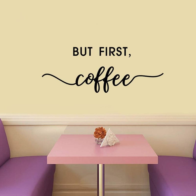 IARTTOP But First Coffee Quote Wall Decal, Inspirational Life Wall Sticker for Coffee Shop Decoration, Kitchen Home Wall Art, Black - Image 2