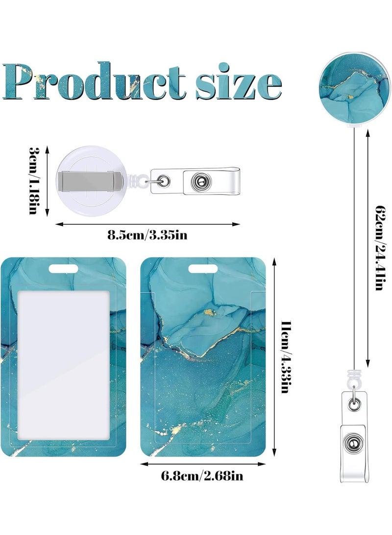 JOGAMS 3Pcs Heavy Duty Badge Holder with Retractable Reel Marble Retractable ID Badge Holders with Clip Name Key Card Holder Case for Teacher Nurse Doctor Student Office Gift for Coworkers - Image 2