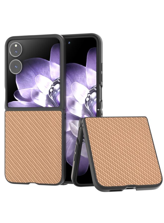 erorex For Xiaomi Mix Flip Black Frame Carbon Fiber Texture PU Phone Case(Gold)