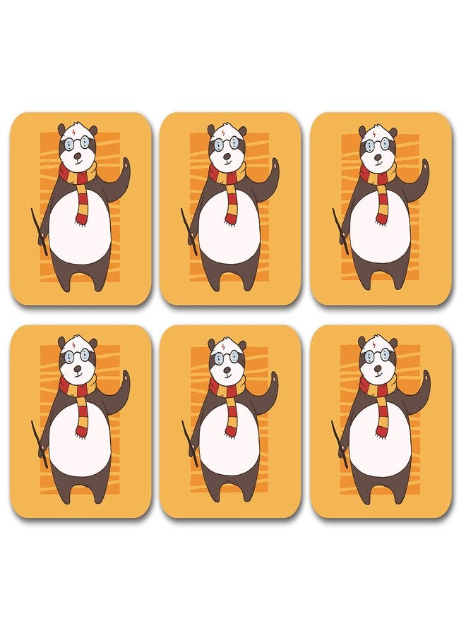 Tinywalk Panda Composition Coaster Wooden Printed Coaster Square (3.5X3.5) inch Set of 6 Pieces - Image 1