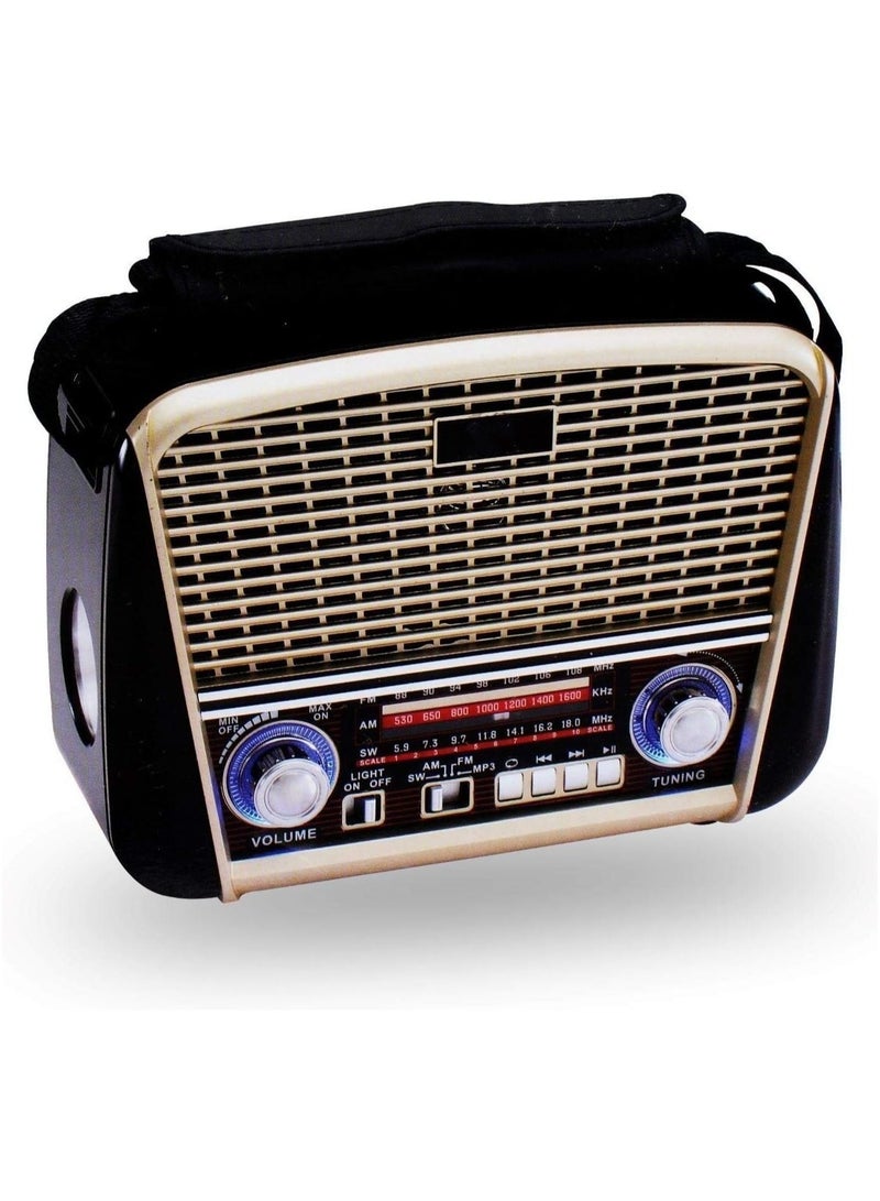 Denx DENX HIFi-Speaker with Solar Palen Charging, Retro Old Radio Bluetooth Travel Radio, AM/FM/SW 3-Band, Rechargeable Battery, Flashlight, USB TF Card AUX Input, Handheld Wireless Speaker, DX2451  - Image 2