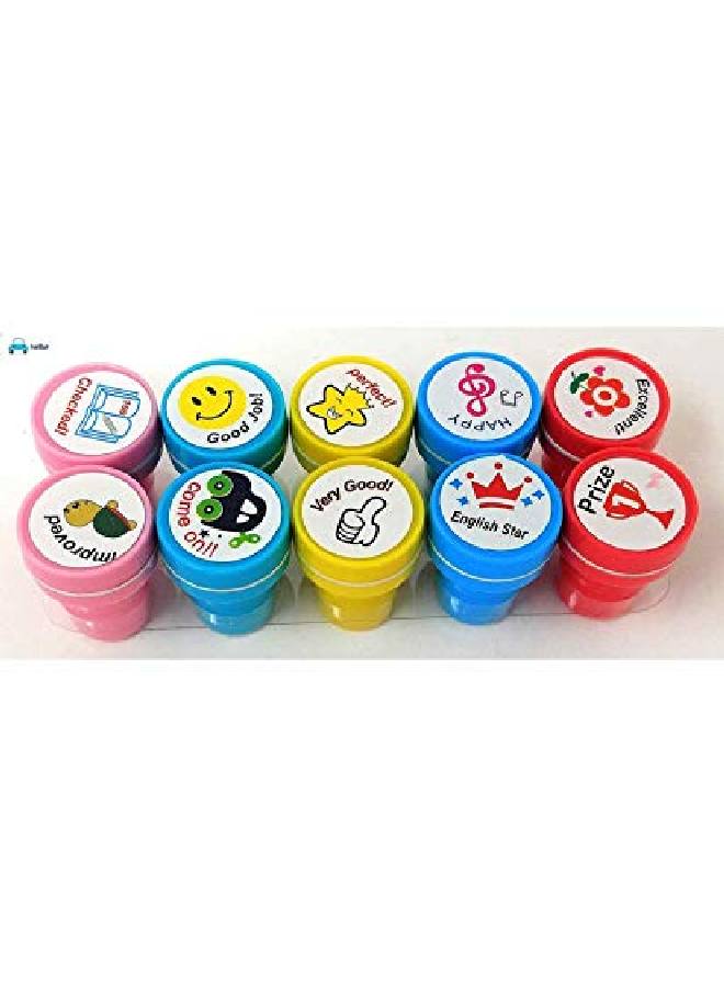 FunBlast 10 Pcs Motivation Stamper For Kids Plastic Stamper Toys Art Craft For School Supplies Toys For Kids/Boys/Girls Multicolor - Image 4