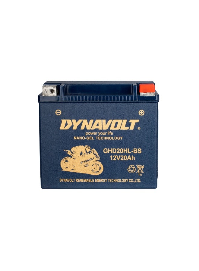 Dynavolt GHD20H-BS 12V 20Ah Nano Gel AGM Motorcycle Battery - Image 1