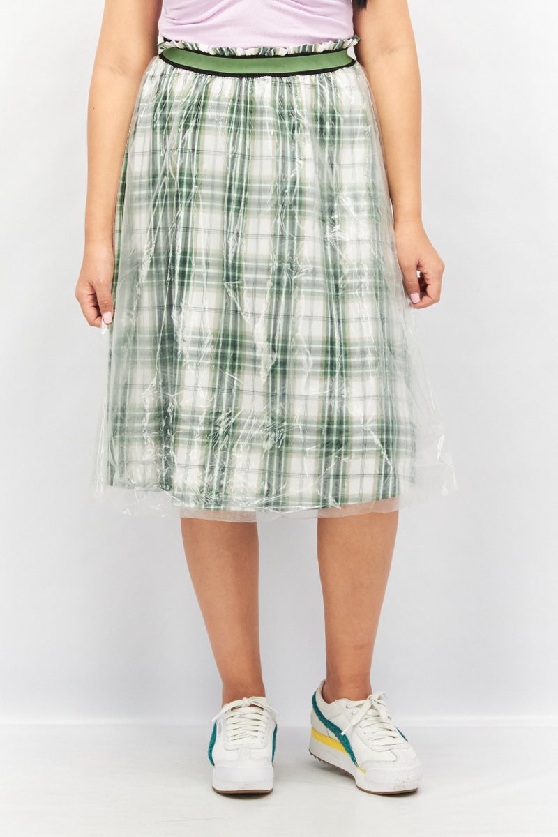 VERO MODA تنورة ميدي مربعة للنساء، خضراء - Image 1