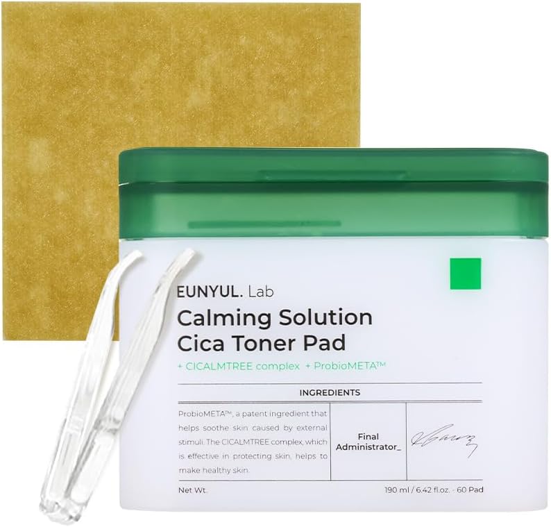 EUNYUL Lab Calming Solution CICA Toner Pad 643 fl Oz  190ml 60 Pads Face Toner Pads Korean Skincare with Vegan Certificated Cotton Pad