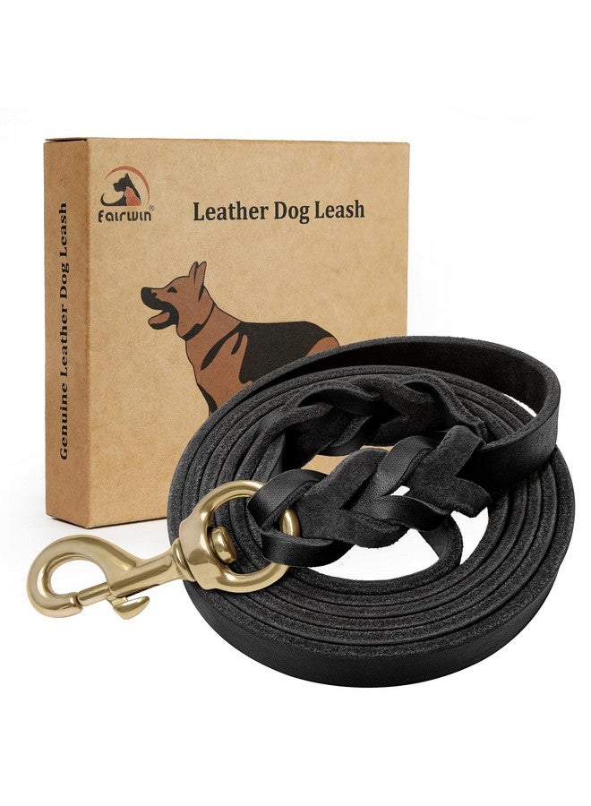 FAIRWIN Leather Dog Leash 6 Foot - Braided Military Grade Heavy Duty Dog Leash for Large Medium Small Dogs Training and Walking(Black, L:3/4" x 6ft) - Image 1