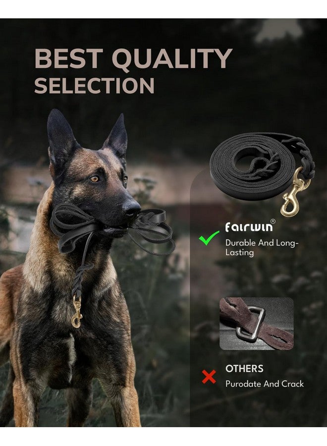 FAIRWIN Leather Dog Leash 6 Foot - Braided Military Grade Heavy Duty Dog Leash for Large Medium Small Dogs Training and Walking(Black, L:3/4" x 6ft) - Image 5