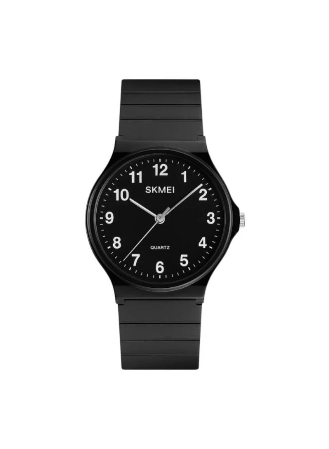 سكمي ساعة SKMEI 1419 كوارتز للسيدات – مينا أسود بأرقام مع سوار أسود من البولي يوريثان – 34 مم، خفيفة، مقاومة ماء 3ATM - Image 1