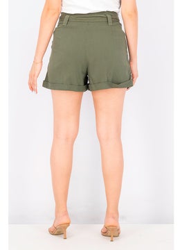 Miss Selfridge Women Side Belted Short, Olive  - Image 2