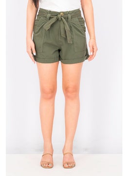 Miss Selfridge Women Side Belted Short, Olive  - Image 1