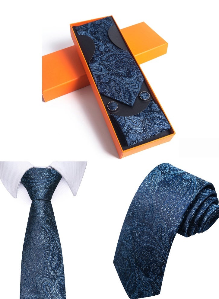 أروى المألوف ربطة العنق دعوى هدية مربع مجموعة مع التعادل ، جيب مربع ، أزرار أكمام مجموعة - Image 1