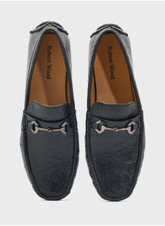 Robert Wood Trim Detail Textured Loafers  - Image 4