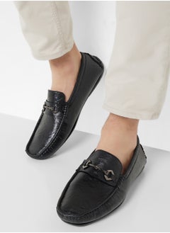 Robert Wood Trim Detail Textured Loafers  - Image 5
